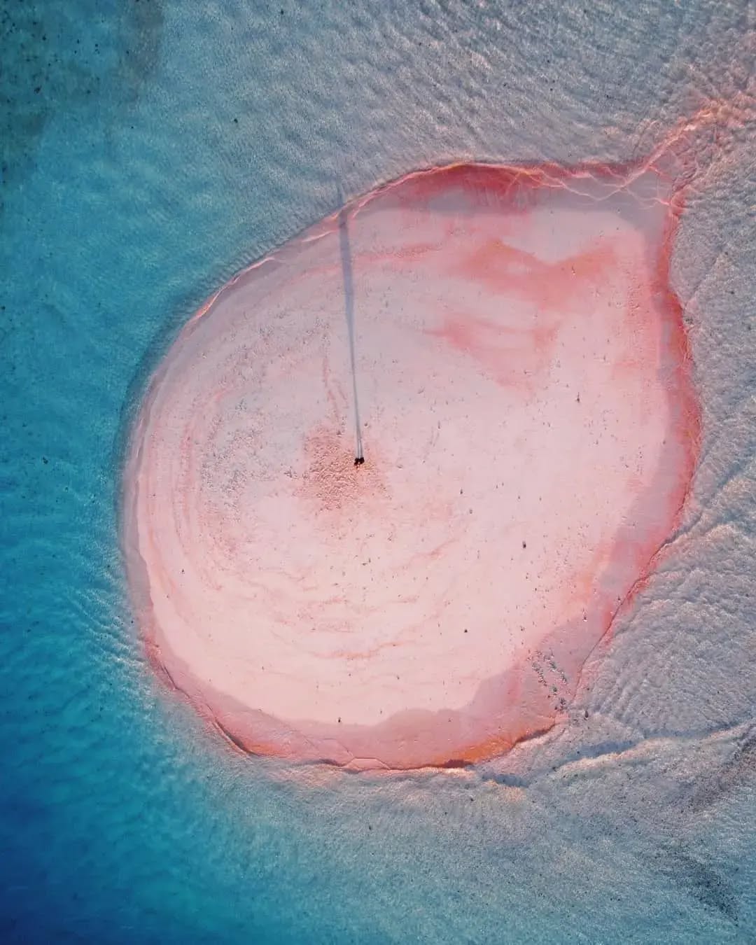 Aerial drone shot of Pink Beach